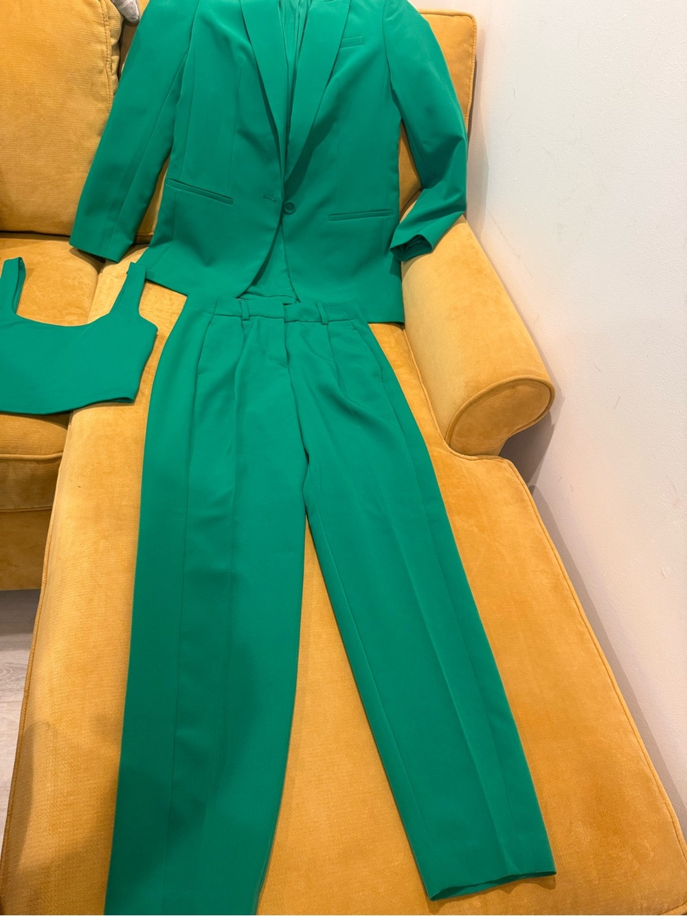 Express Emerald Green Tailored High-Waist Pantsuit